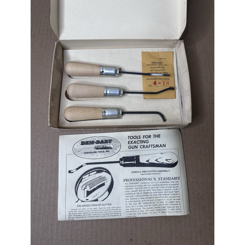 Dem-Bart Starter’s Special Stock Checkering Tool Kit Set 3pc B-1 4-18 F-1